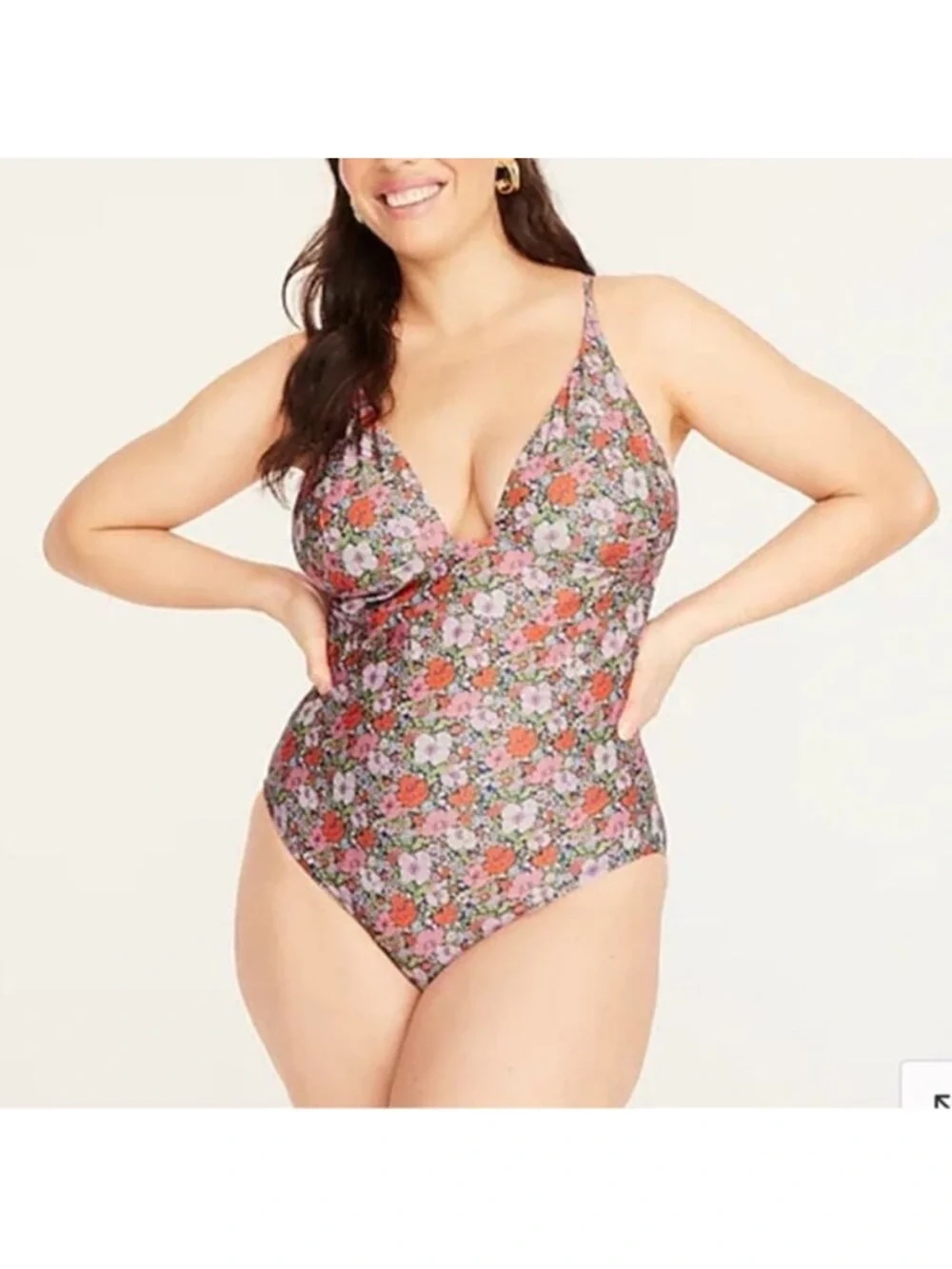 J. Crew x Liberty of London plunge one piece swimsuit in Meadow Song Size 8
